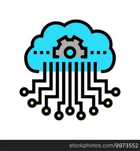 cloud storage and working process neural network color icon vector. cloud storage and working process neural network sign. isolated symbol illustration. cloud storage and working process neural network color icon vector illustration