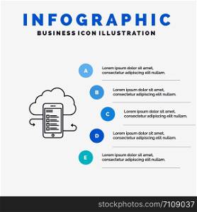 Cloud storage, Business, Cloud Storage, Clouds, Information, Mobile, Safety Line icon with 5 steps presentation infographics Background