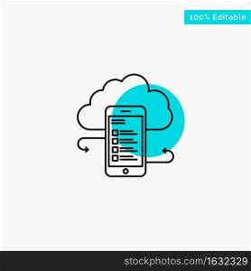 Cloud storage, Business, Cloud Storage, Clouds, Information, Mobile, Safety turquoise highlight circle point Vector icon