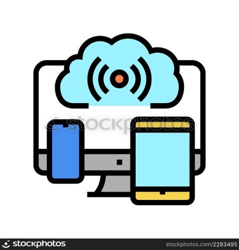 cloud storage color icon vector. cloud storage sign. isolated symbol illustration. cloud storage color icon vector illustration