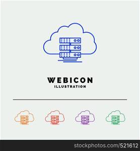 cloud, storage, computing, data, flow 5 Color Line Web Icon Template isolated on white. Vector illustration. Vector EPS10 Abstract Template background