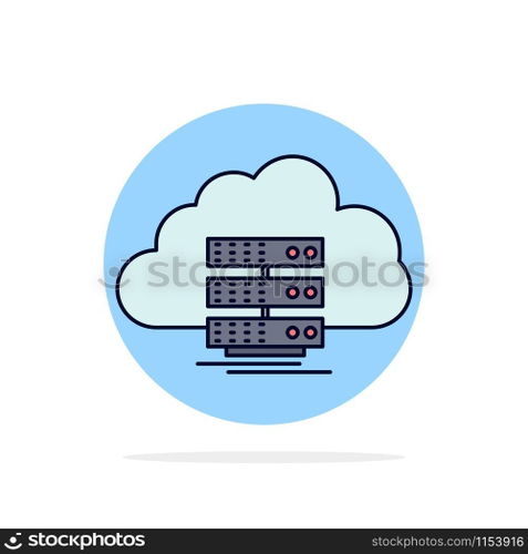cloud, storage, computing, data, flow Flat Color Icon Vector