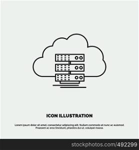 cloud, storage, computing, data, flow Icon. Line vector gray symbol for UI and UX, website or mobile application. Vector EPS10 Abstract Template background