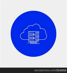 cloud, storage, computing, data, flow White Line Icon in Circle background. vector icon illustration. Vector EPS10 Abstract Template background