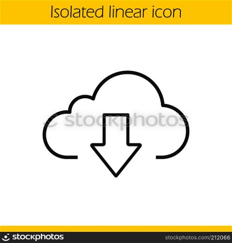 Cloud storage files download linear icon. Thin line illustration. Cloud computing contour symbol. Vector isolated outline drawing. Cloud storage files download linear icon