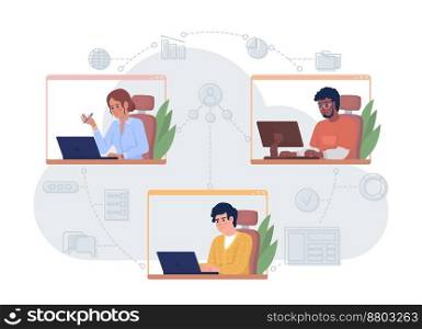 Cloud storage flat concept vector illustration. Internet network. Editable 2D cartoon characters on white for web design. Sharing files. Database creative idea for website, mobile, presentation. Cloud storage flat concept vector illustration