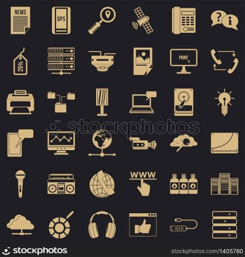 Cloud storage icons set. Simple style of 36 cloud storage vector icons for web for any design. Cloud storage icons set, simple style