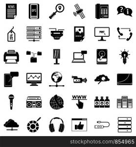 Cloud storage icons set. Simple style of 36 cloud storage vector icons for web isolated on white background. Cloud storage icons set, simple style
