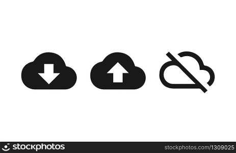 Cloud storage set. Download unload and off. Flat style symbol. Vector EPS 10