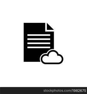 Cloud Storage Text Document. Flat Vector Icon illustration. Simple black symbol on white background. Cloud Storage Text Document sign design template for web and mobile UI element. Cloud Storage Text Document Flat Vector Icon