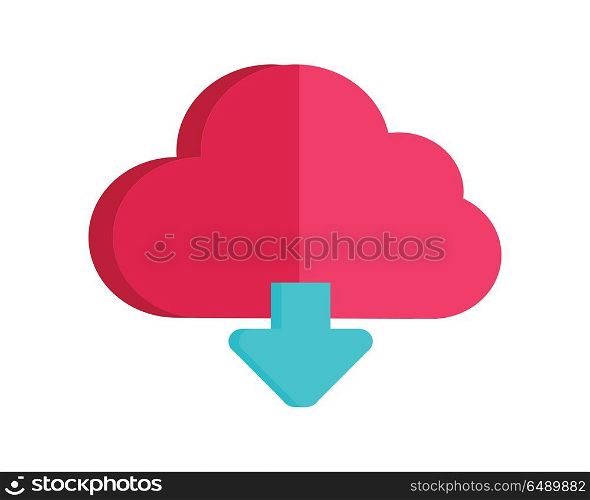 Cloud Storage Web Button. Loading Process Sign. Cloud storage web button isolated on white. Loading process sign. Flat style design. Online storage symbol icon. Cloud computing, data network internet connection. Saving info. Vector illustration