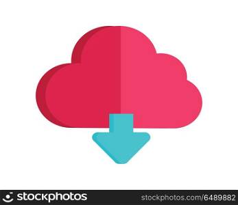 Cloud Storage Web Button. Loading Process Sign. Cloud storage web button isolated on white. Loading process sign. Flat style design. Online storage symbol icon. Cloud computing, data network internet connection. Saving info. Vector illustration