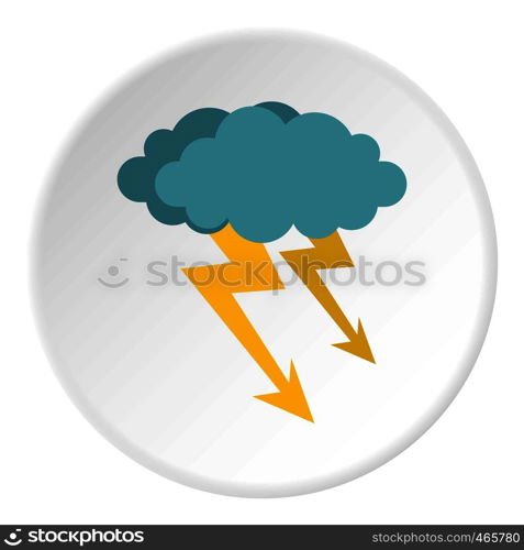 Cloud storm icon in flat circle isolated on white background vector illustration for web. Cloud storm icon circle