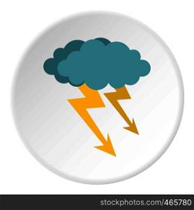 Cloud storm icon in flat circle isolated on white background vector illustration for web. Cloud storm icon circle