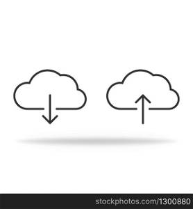 Cloud storrage with upload or download arrow icons. Minimalism style. Vector EPS 10