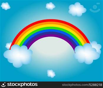 cloud, sun, rainbow vector illustration background