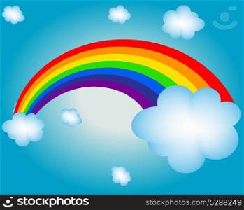 cloud, sun, rainbow vector illustration background