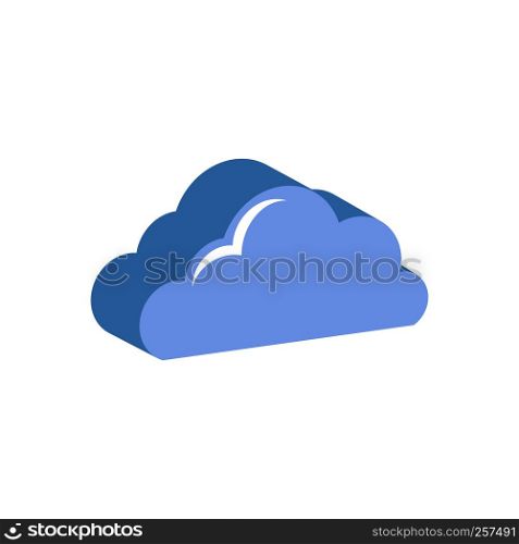 Cloud symbol. Flat Isometric Icon or Logo. 3D Style Pictogram for Web Design, UI, Mobile App, Infographic. Vector Illustration on white background.