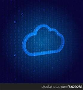 Cloud symbol network on a digital background. . Cloud symbol network on a digital background. Vector illustration .
