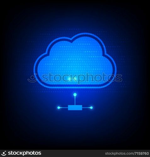 cloud symbol with futuristic HUD interface, digital background