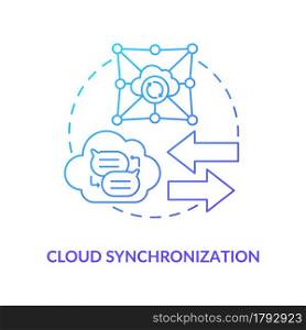 Cloud synchronization blue gradient concept icon. Files backup online service. Data storage. Messaging software abstract idea thin line illustration. Vector isolated outline color drawing. Cloud synchronization blue gradient concept icon