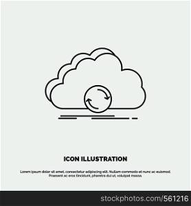 cloud, syncing, sync, data, synchronization Icon. Line vector gray symbol for UI and UX, website or mobile application. Vector EPS10 Abstract Template background