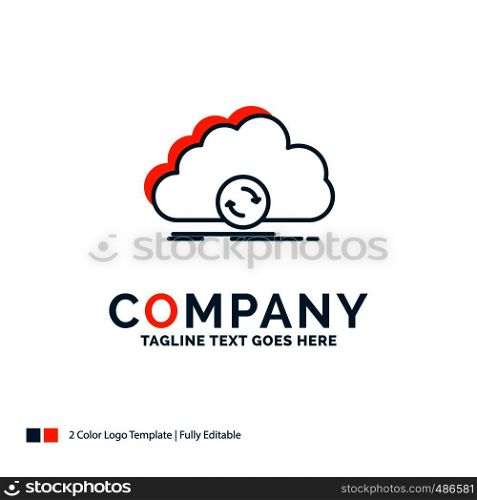 cloud, syncing, sync, data, synchronization Logo Design. Blue and Orange Brand Name Design. Place for Tagline. Business Logo template.