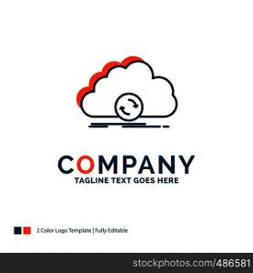cloud, syncing, sync, data, synchronization Logo Design. Blue and Orange Brand Name Design. Place for Tagline. Business Logo template.