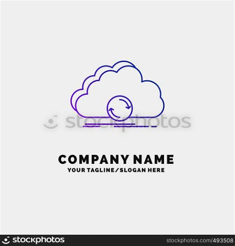 cloud, syncing, sync, data, synchronization Purple Business Logo Template. Place for Tagline. Vector EPS10 Abstract Template background