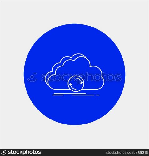 cloud, syncing, sync, data, synchronization White Line Icon in Circle background. vector icon illustration. Vector EPS10 Abstract Template background