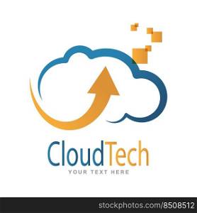 Cloud Tech. Vector icon for an emblem, logo, sticker or label. Flat style
