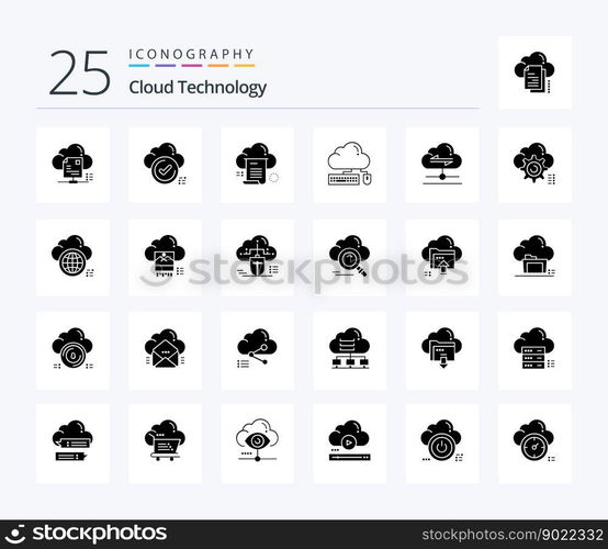Cloud Technology 25 Solid Glyph icon pack including mouse. computing. cloud. computing. document