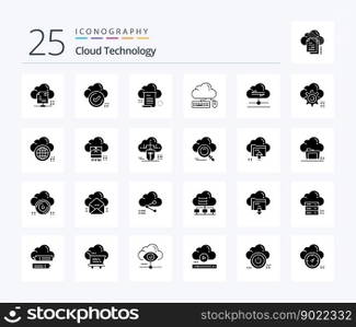 Cloud Technology 25 Solid Glyph icon pack including mouse. computing. cloud. computing. document