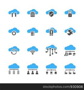Cloud technology icon set in glyph design..Vector illustration