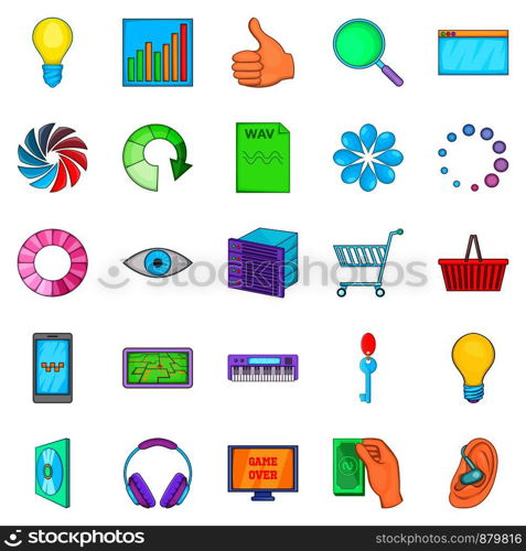 Cloud technology icons set. Cartoon set of 25 cloud technology vector icons for web isolated on white background. Cloud technology icons set, cartoon style