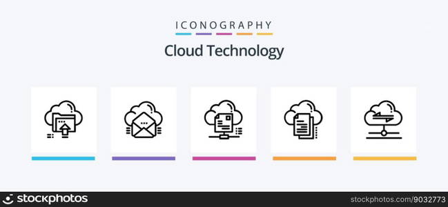 Cloud Technology Line 5 Icon Pack Including timer. dashboard. cloud. computing. down. Creative Icons Design