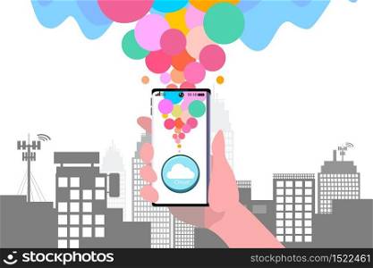cloud technology on smartphone concept illustration