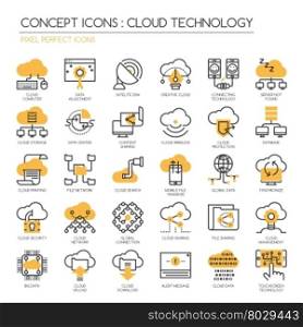 Cloud Technology , Pixel perfect icons , Thin line icons set ,Pixel Perfect Icons