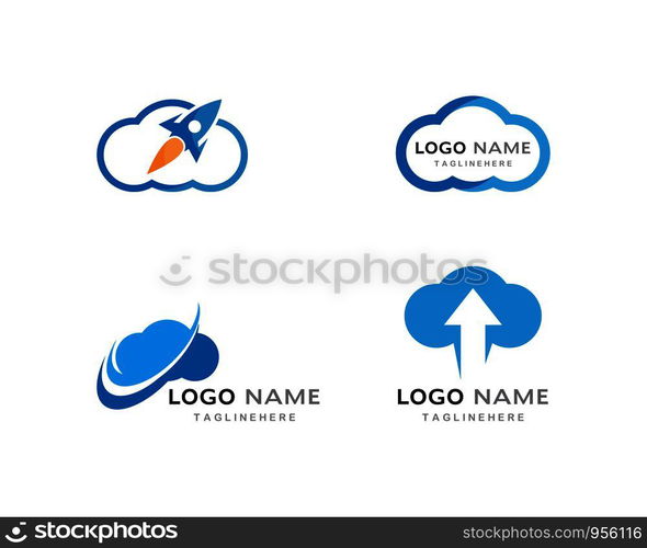 cloud technology vector logo template design vector 