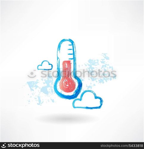 Cloud thermometer grunge icon