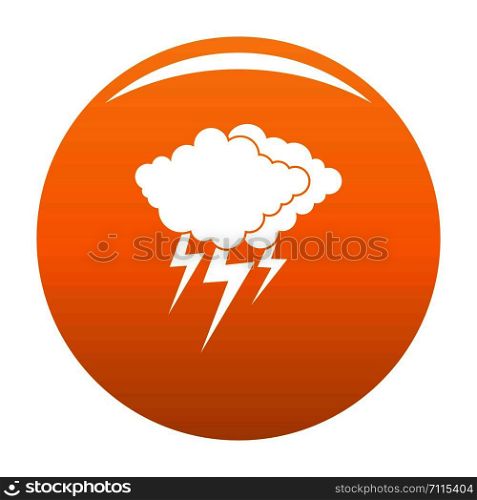 Cloud thunder flash icon. Simple illustration of cloud thunder flash vector icon for any design orange. Cloud thunder flash icon vector orange
