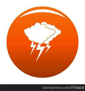 Cloud thunder flash icon. Simple illustration of cloud thunder flash vector icon for any design orange. Cloud thunder flash icon vector orange