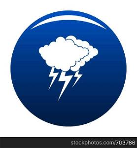 Cloud thunder flash icon vector blue circle isolated on white background . Cloud thunder flash icon blue vector
