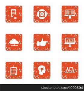 Cloud traffic icons set. Grunge set of 9 cloud traffic vector icons for web isolated on white background. Cloud traffic icons set, grunge style