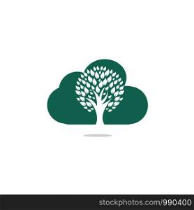 Cloud Tree vector logo design. Ecology Happy life Logotype concept icon.