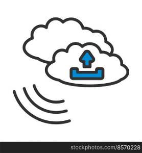 Cloud Upload Icon. Editable Bold Outline With Color Fill Design. Vector Illustration.