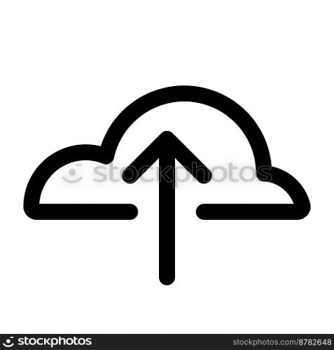Cloud upload icon line isolated on white background. Black flat thin icon on modern outline style. Linear symbol and editable stroke. Simple and pixel perfect stroke vector illustration.