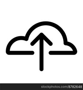 Cloud upload icon line isolated on white background. Black flat thin icon on modern outline style. Linear symbol and editable stroke. Simple and pixel perfect stroke vector illustration.