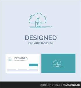cloud, upload, save, data, computing Business Logo Line Icon Symbol for your business. Turquoise Business Cards with Brand logo template