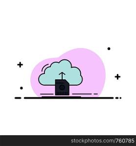 cloud, upload, save, data, computing Flat Color Icon Vector